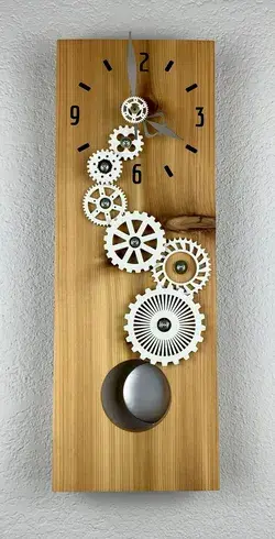 Cedar Plank Pendulum Clock with Gears
