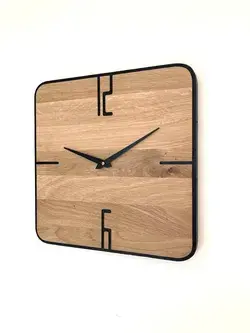 "Modern wall clock made of oak wood, model \"Retro\", solid wood, 36 cm"