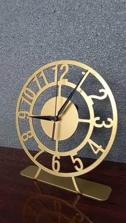Table clock, Modern and Geometric Clock, Desktop Metal Clock, Table top clock, Circle Gold Circle