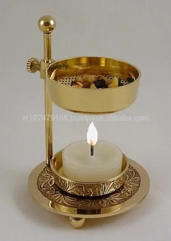 Brass Fragrance Oil Diffuser Incense Resin Burner Charcoal Burner With Adjustable Bowl Cup Oil Burner Room Aroma - Buy Brass Fragrance Oil Diffuser Incense Resin Burner Charcoal Burner With Adjustable Bowl Cup Oil Burner,Incense Fragrance Resin Burner Fin