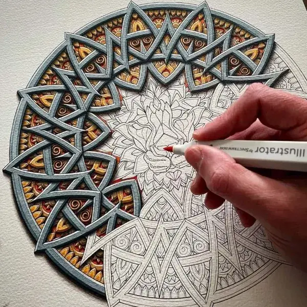 Impressive geometric sketches using marker pen