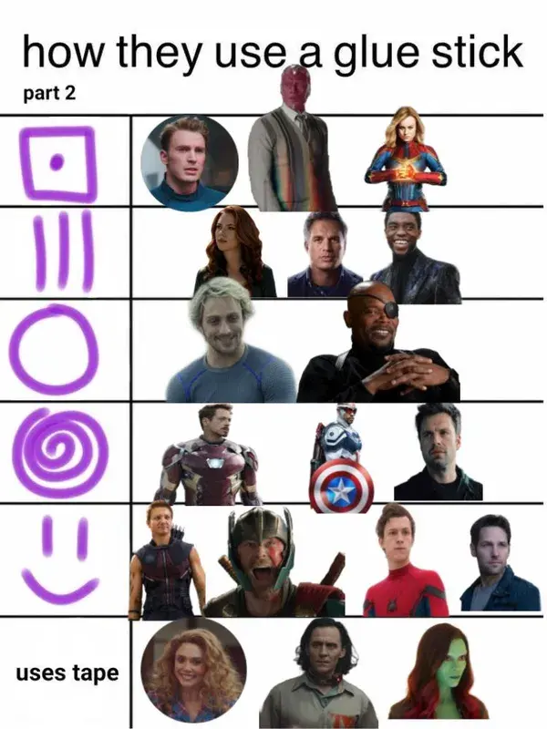 how marvel characters use a glue stick