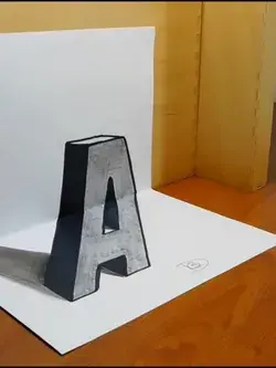 3D Trick Art on Paper, Letter "A" with Graphite Pencil