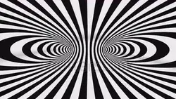 Black and white optical illusion tunnel. Surrealism lines moving. 4k Seamless loop.