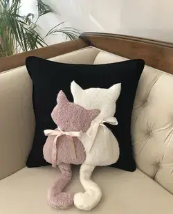 Black pillow cover with Kitty design
