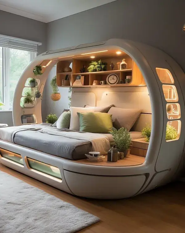 Some futuristic bed design 🛌 They look cool as well as being multifunctional...