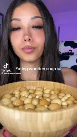 asmr eating wooden soup