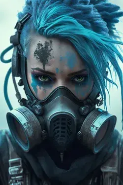 femme cyberpunk blue hair