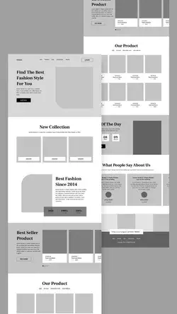 Fashion Ecommerce Wireframe Design | Landing page Template