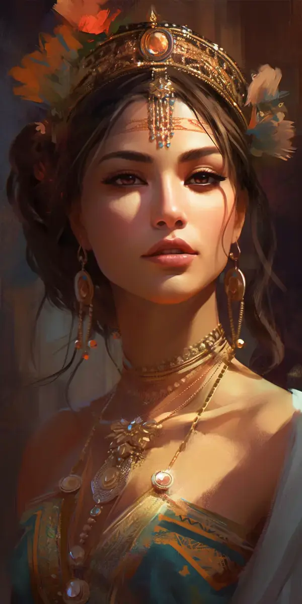 beautiful and artistic digital painting of a pretty and young