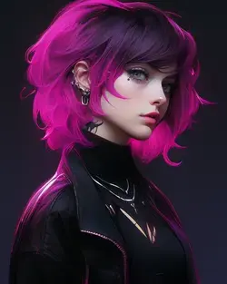 a woman with purple hair and piercings