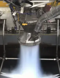 3D printed rocket engine test . made by Relativity Space