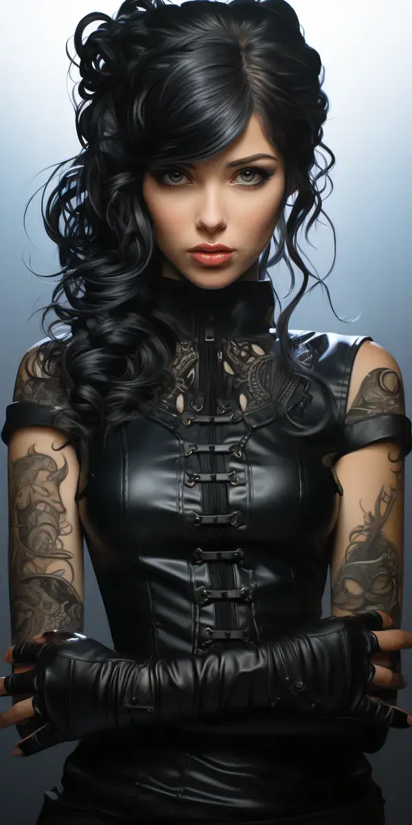 a woman with tattoos on her arms and arms
