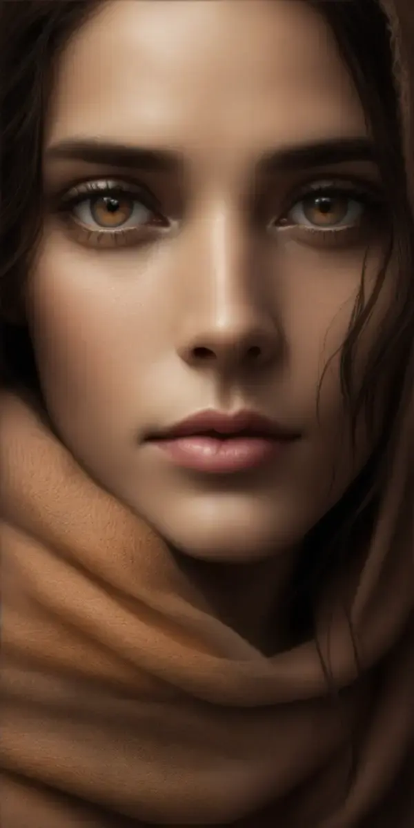 a photorealistic portrait of a stunningly beautiful woman without make-up