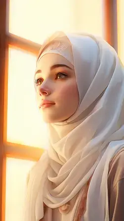 Beautiful woman wearing hijab, piety, humility