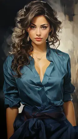 Lady in blue dress painting