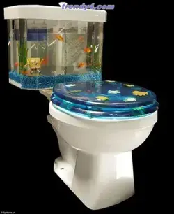 There's something fishy about this loo, which is attached to a fish tank