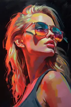 Blonde Girl with sunglasses - Acrylic Painting - AI