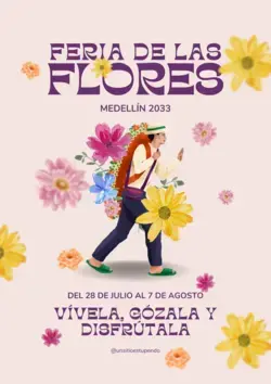 Afiche feria de las flores Moderno Crema