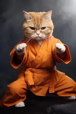 Orange Cat Doing Karate!