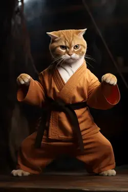 Ginger Cat Doing Karate