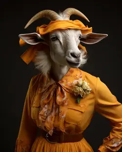 A goat wearing 50s fashion
