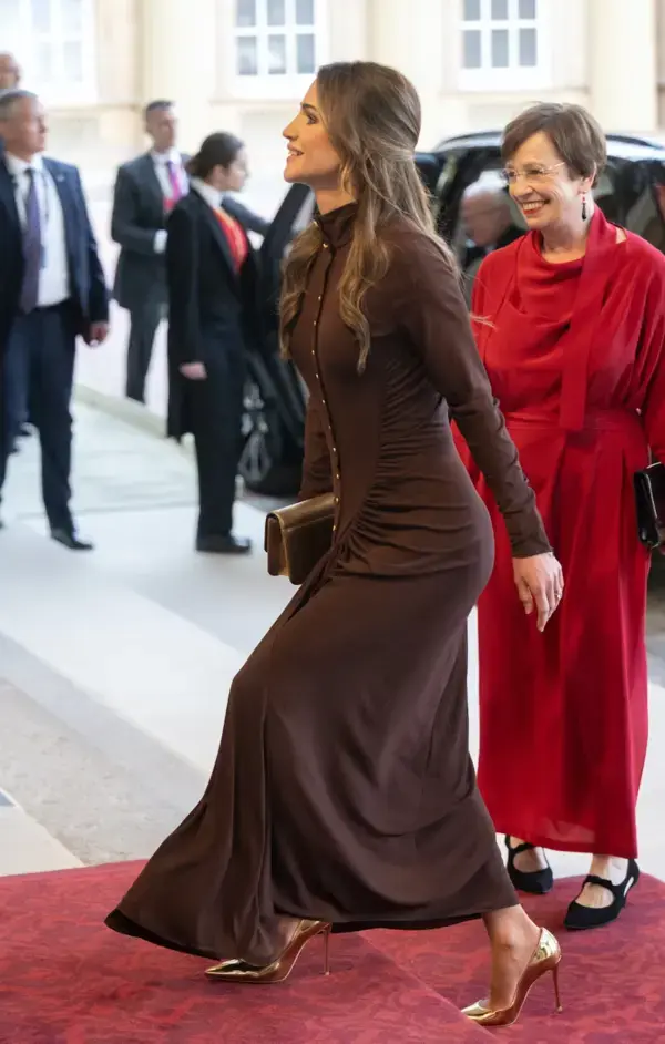 Queen Rania of Jordan Wearing Schiaparelli for the King's Coronation