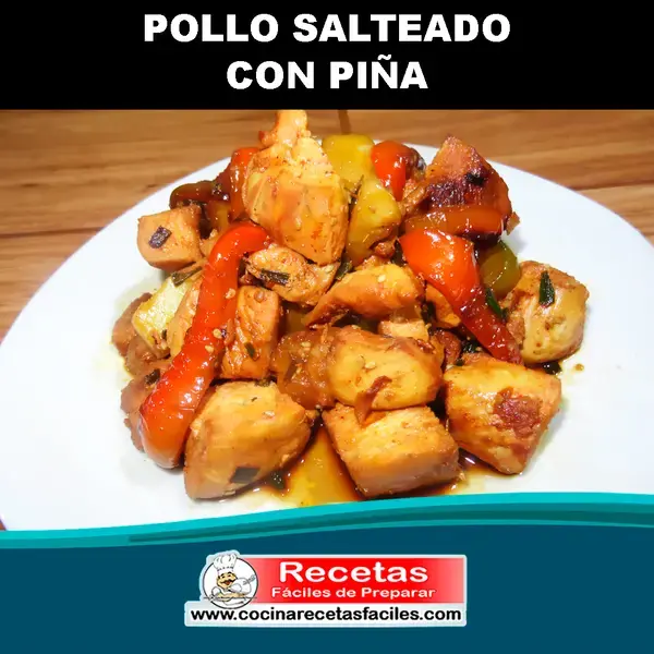 Pollo salteado con piña