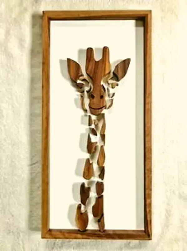 Walnut giraffe wall art | animal wall art | solid wood wall decor | home decor