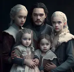 Daenerys Targaryen, Jon Snow and their children - Inteligência Artificial