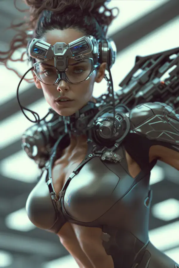 **nerdcore cyberpunk cuban woman wearing sleek tight tactical gear crouching on roof top of high spe