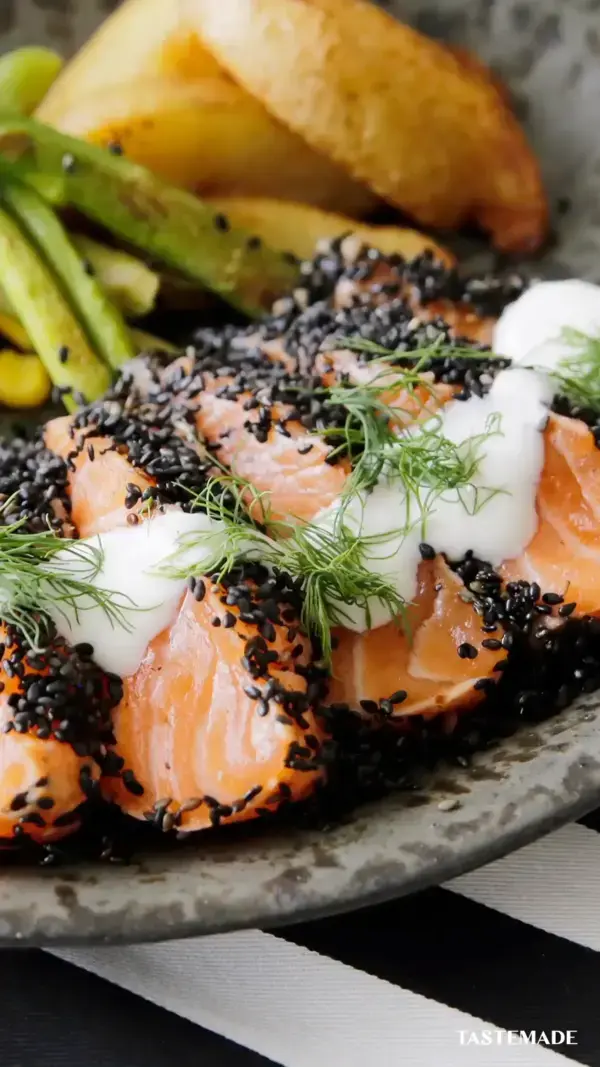 Salmon Steak with Black Sesame