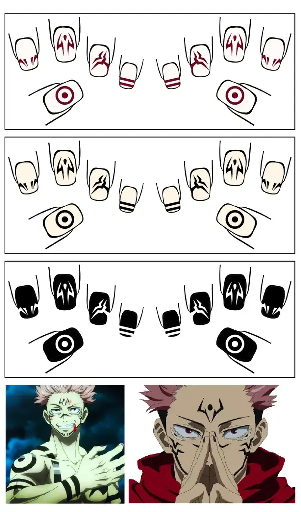 Sukuna Nail Art Jujutsu Kaisen