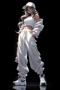 Anime Girl in White Style Clothing: Graceful Illustration of Pure Elegance