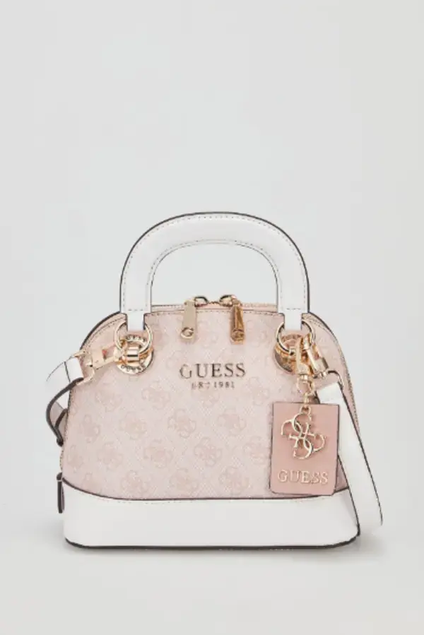 Guess Cathleen Small Dome Bag in Blush Faux Leather Material Secure Zip Closure