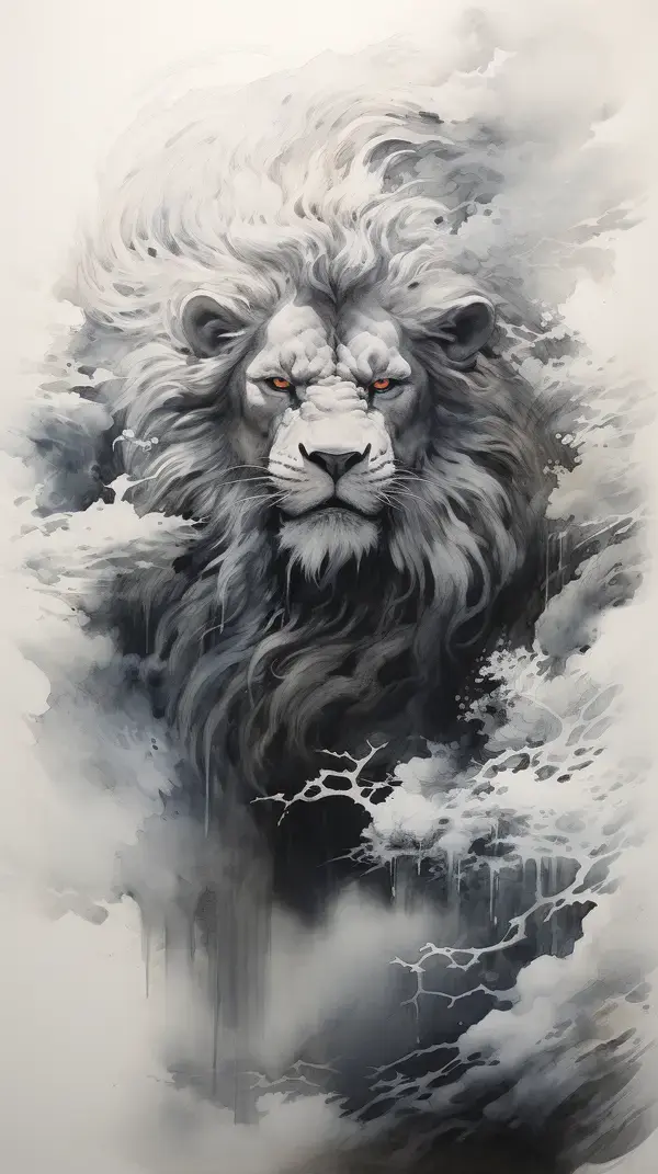 Flying Bulldog Art - Lion - Black ink