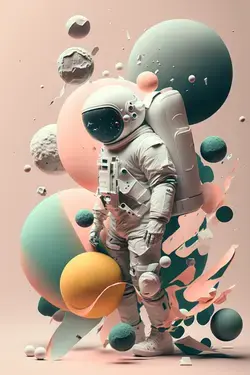 pastel color abstract shapes when combined together makes a astronaut