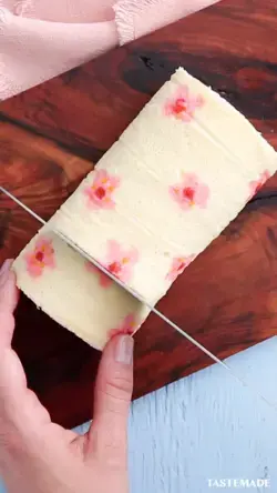 Cherry Blossom Roll Cake with Cherries and Cream