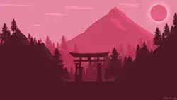 Torii Gate - Minimalist Flat Art