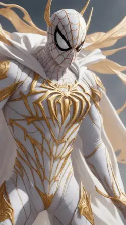 Spiderman in White and Golden modern suit