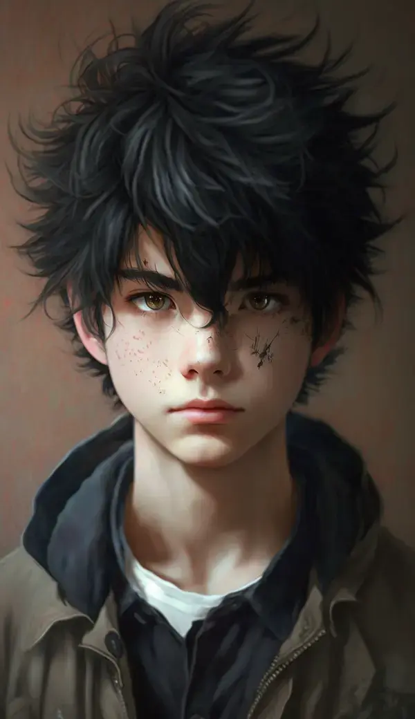 Realistic drawing of a beautiful boy with black hair | portrait of a boy | boy pfp | boy haircut