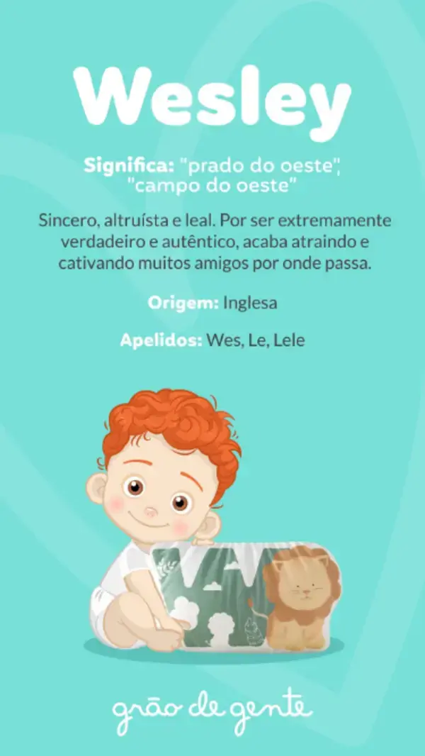 Significado do nome de bebê - Wesley | Nome de menino