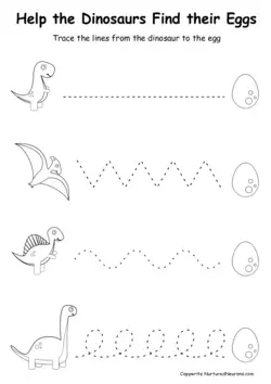 Dinosaur Trace the line printables (Free worksheets) - Nurtured Neurons