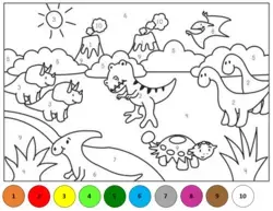 Kleuren op nummer dinosaurussen