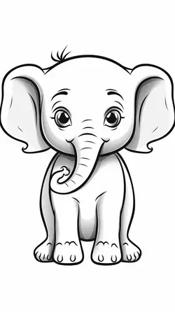 Cute and Simple Elephant Coloring Page for Kids, color page, kids art, coloring book,  vector sketch