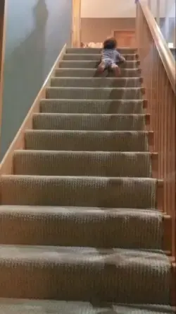 So smart baby, the fastest way to go down the stairs