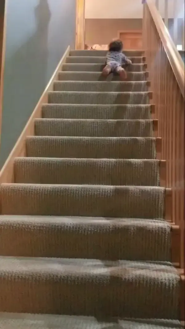 So smart baby, the fastest way to go down the stairs