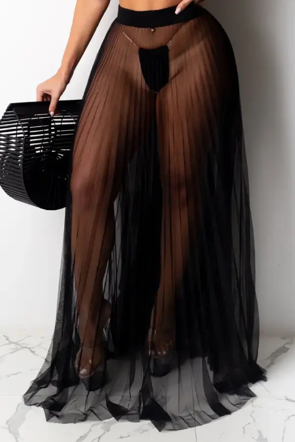 Sexy Solid Mesh Swimwears Cover Up - White / S