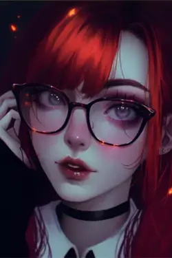 DnT anime girl vampire girl vampire aesthetic fangs glasses red