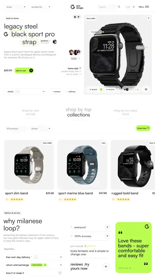 Pro Straps - Ecommerce Product Page UI